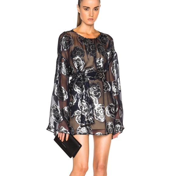 SUNO Dresses & Skirts - From Suno, Elegant Transparent Black and Silver Floral Dress